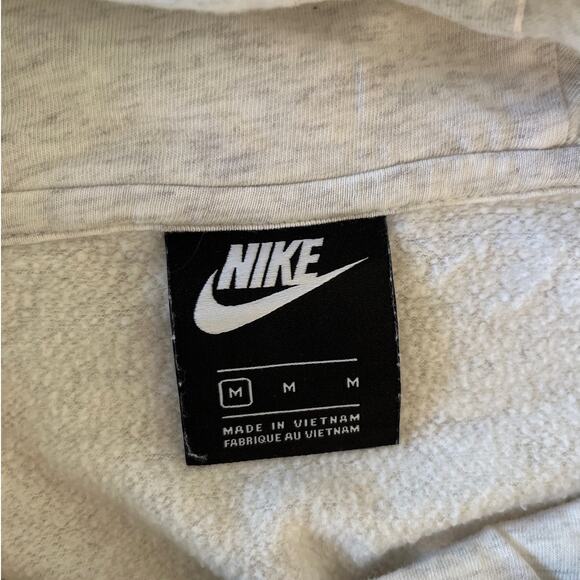 Nike Womens High Neck Gold Logo Hoodie Sweatshirt Size M Gray Fleece Athleisure - Picture 3 of 6